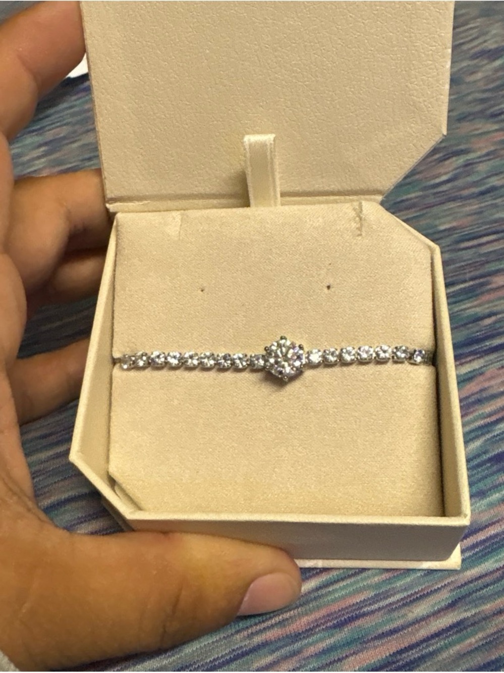 Sterling Silver Crystal Tennis Bracelet with Centerstone
